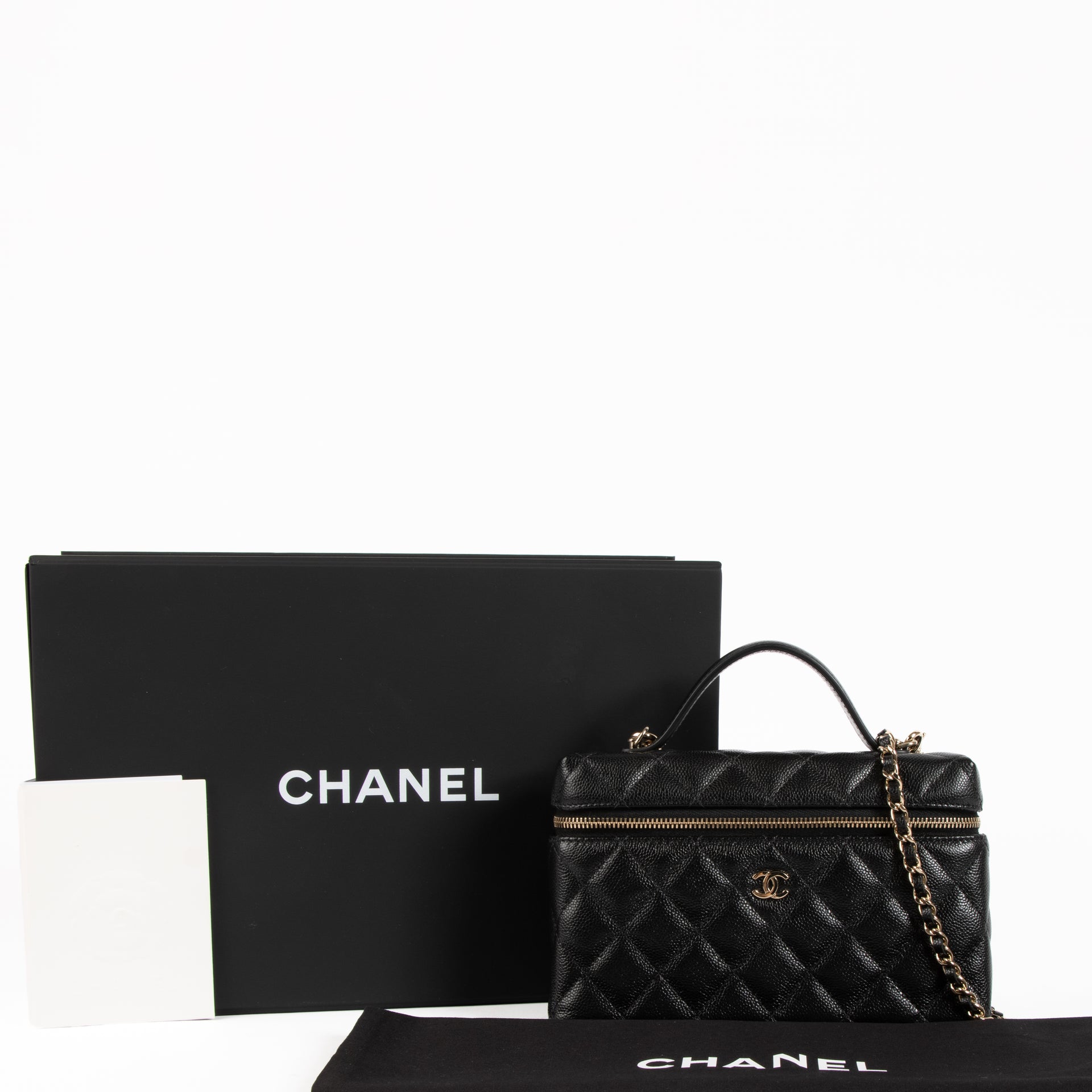 Chanel Black Caviar Classic Slim Vanity With Chain Bag