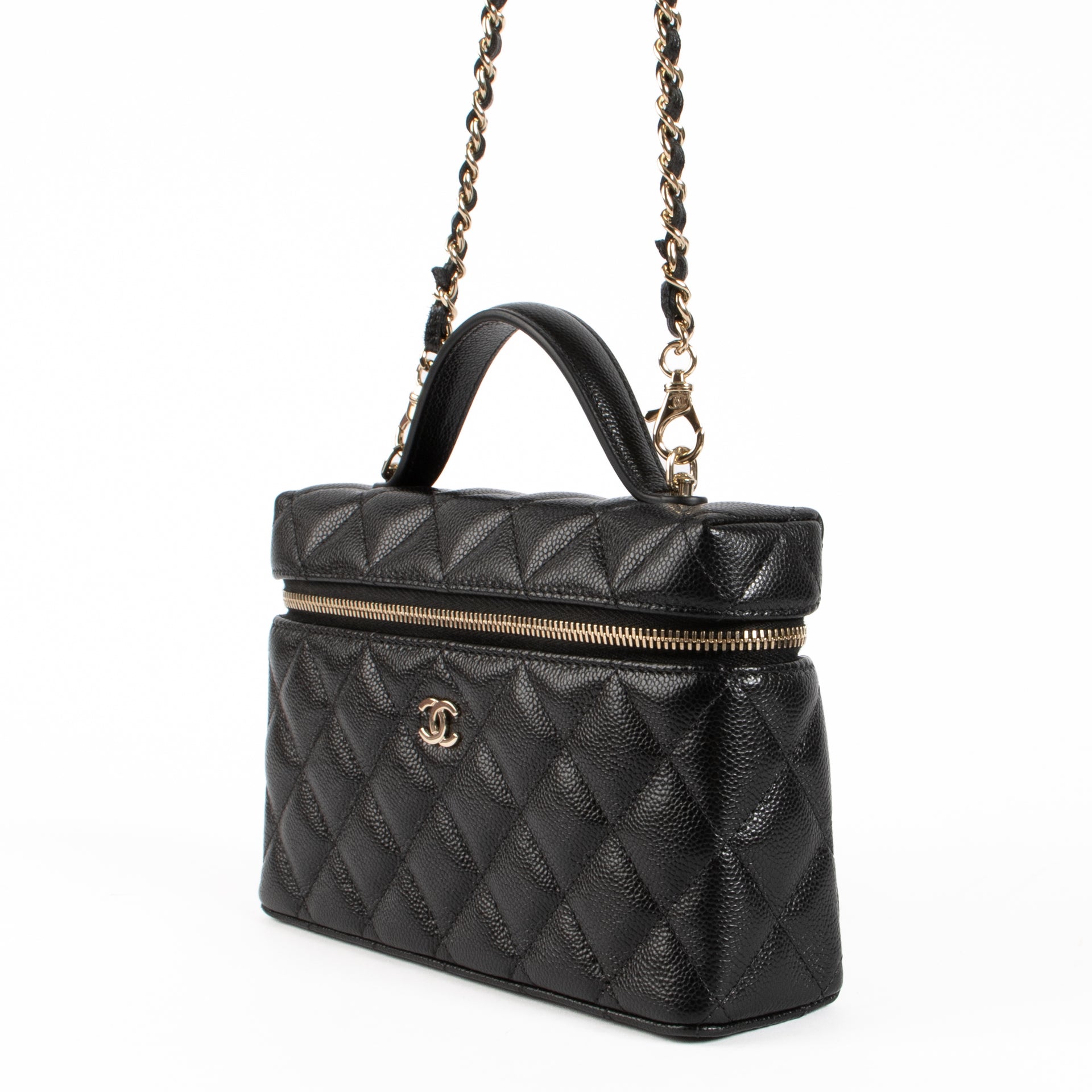 Chanel Black Caviar Classic Slim Vanity With Chain Bag