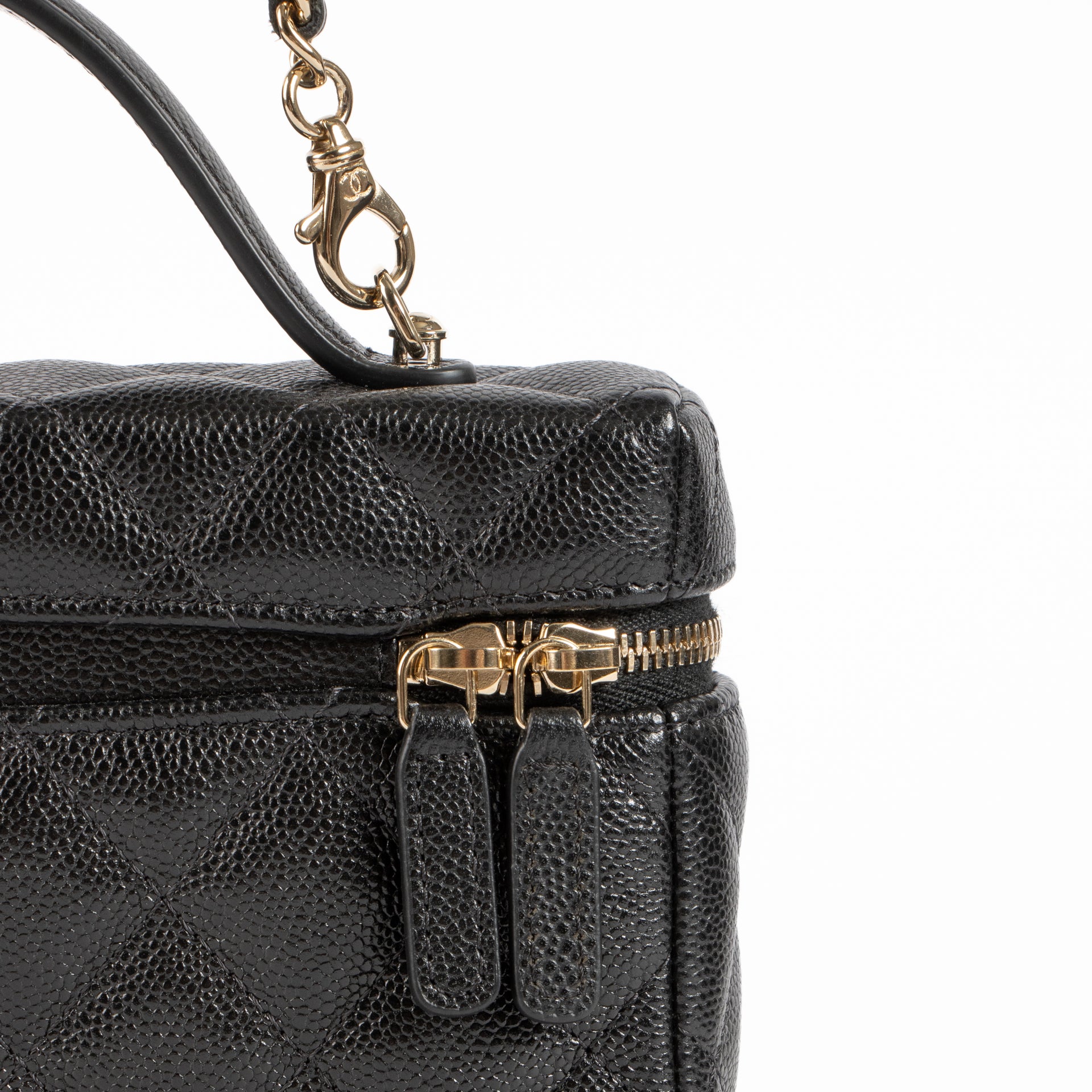Chanel Black Caviar Classic Slim Vanity With Chain Bag