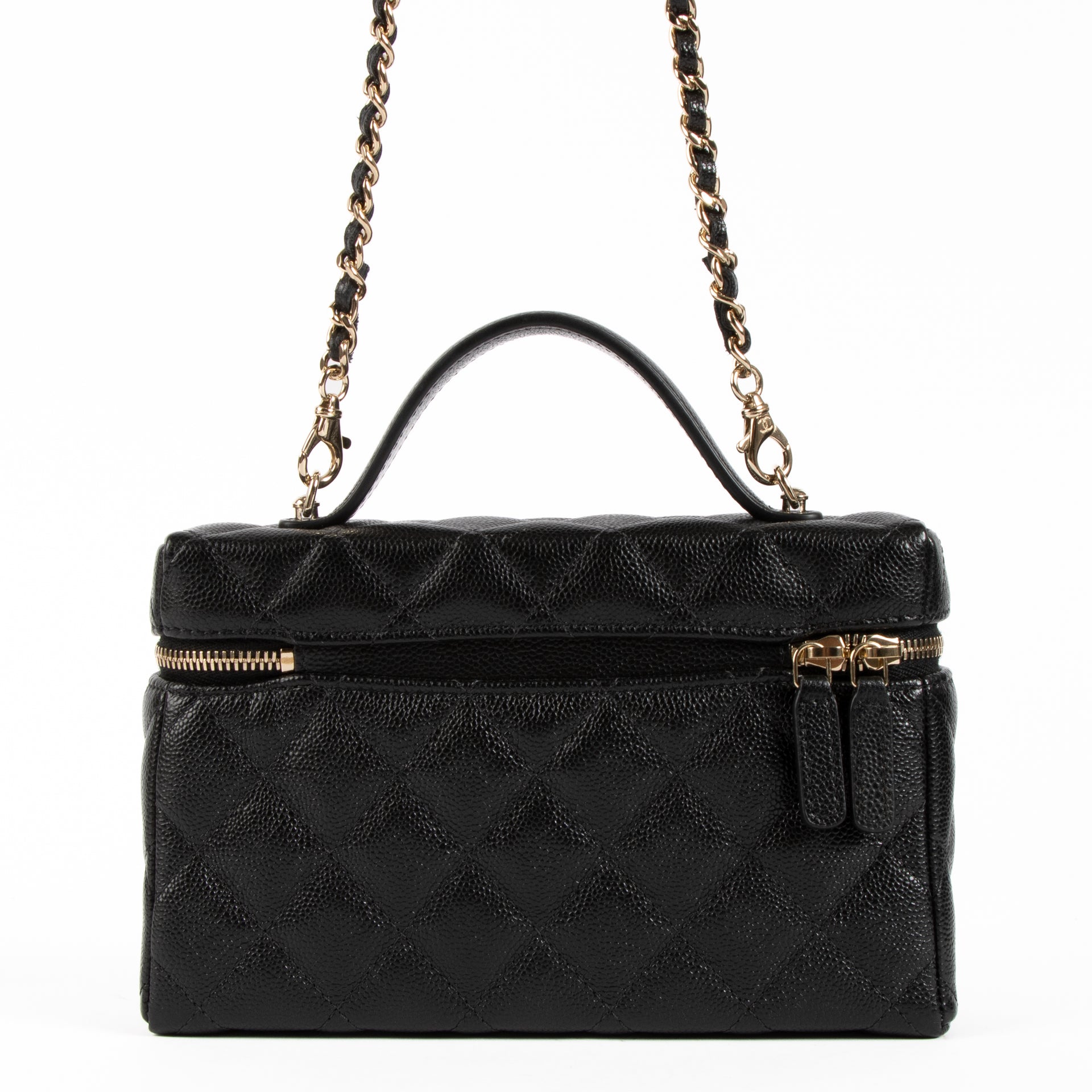 Chanel Black Caviar Classic Slim Vanity With Chain Bag