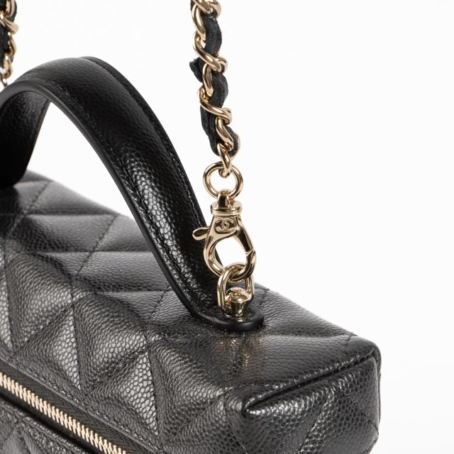 Chanel Black Caviar Classic Slim Vanity With Chain Bag