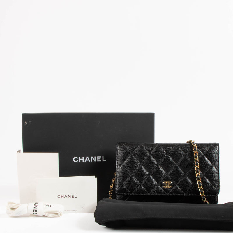 Chanel Black Caviar Classic Wallet On Chain