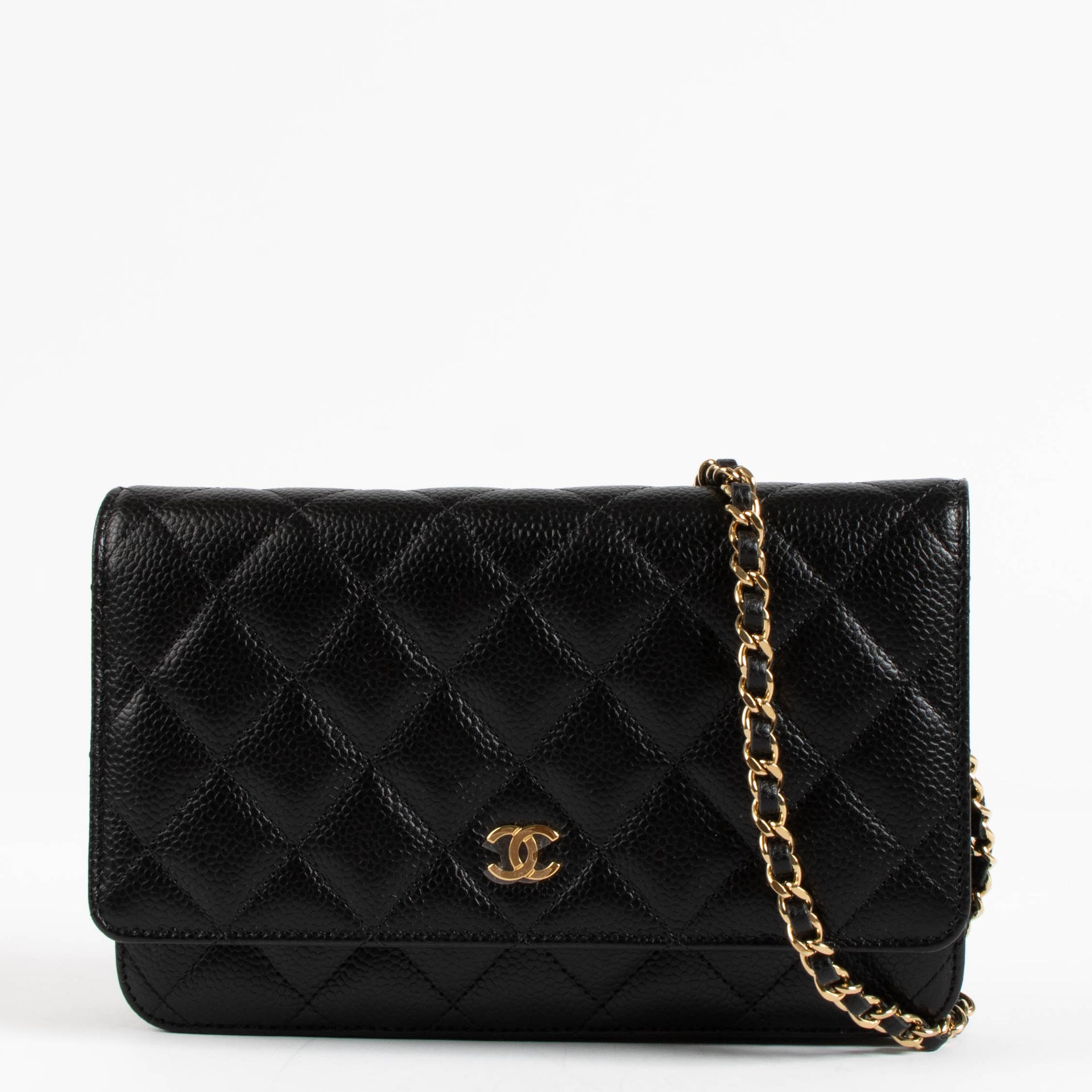 Chanel Black Caviar Classic Wallet On Chain
