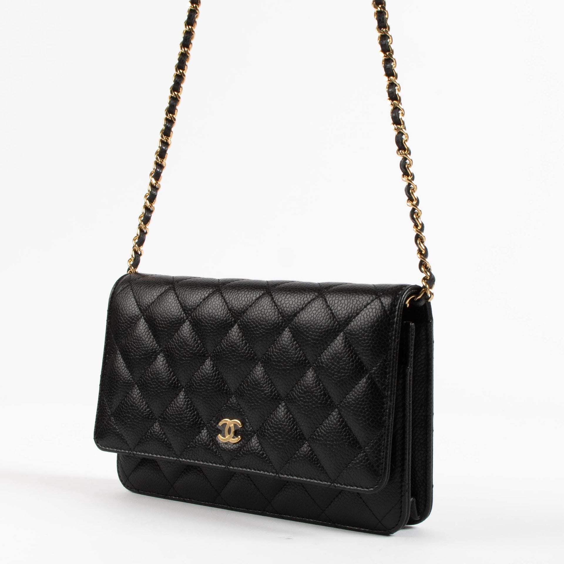 Chanel Black Caviar Classic Wallet On Chain