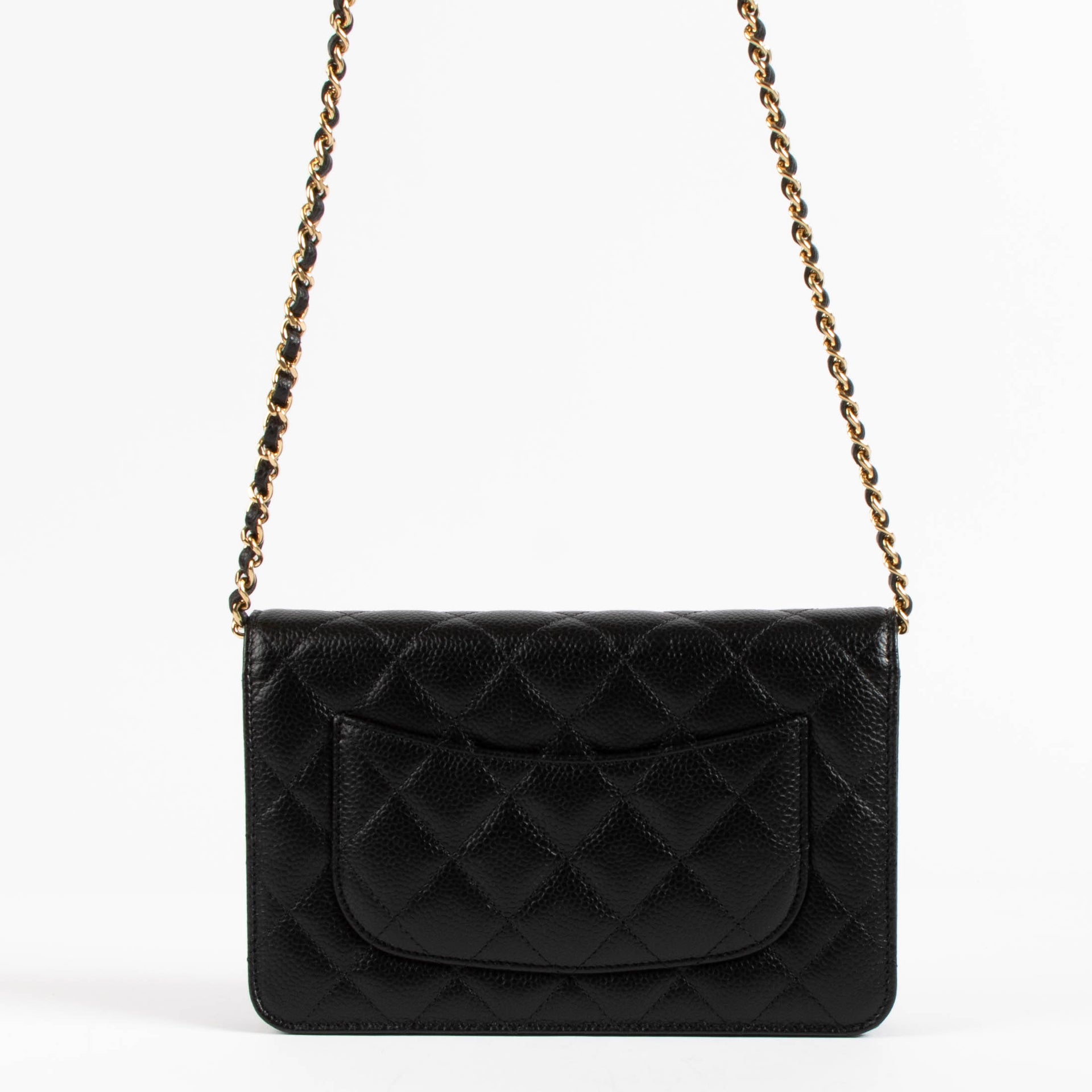Chanel Black Caviar Classic Wallet On Chain
