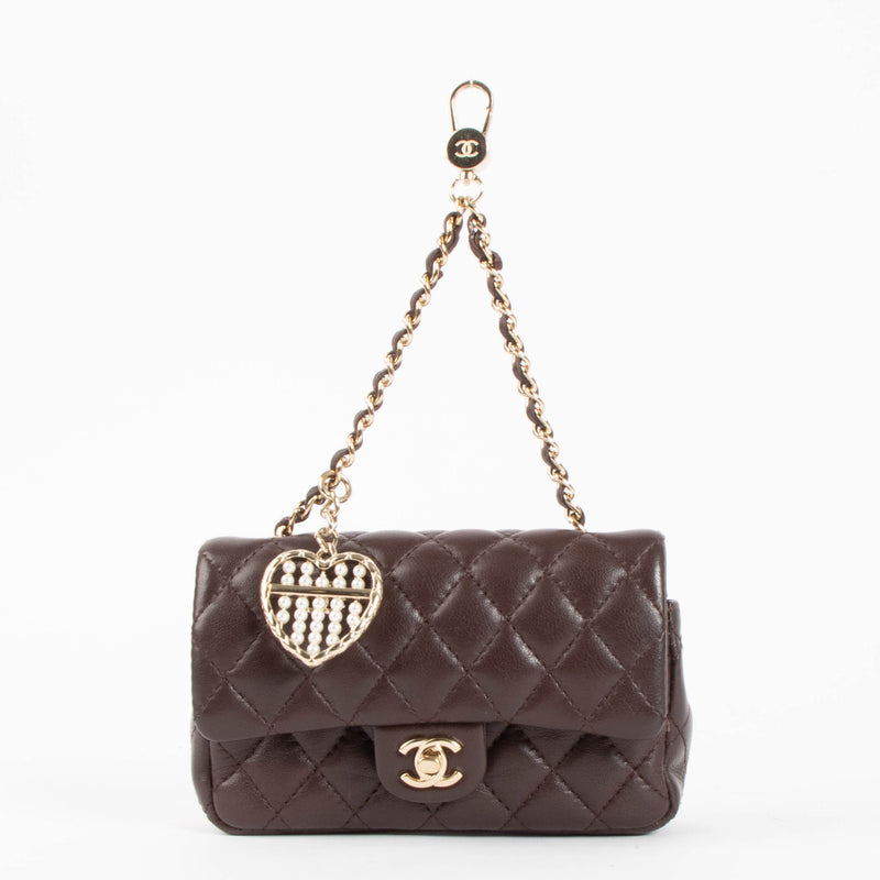 Chanel Burgundy Lambskin Nano Classic Bag Charm
