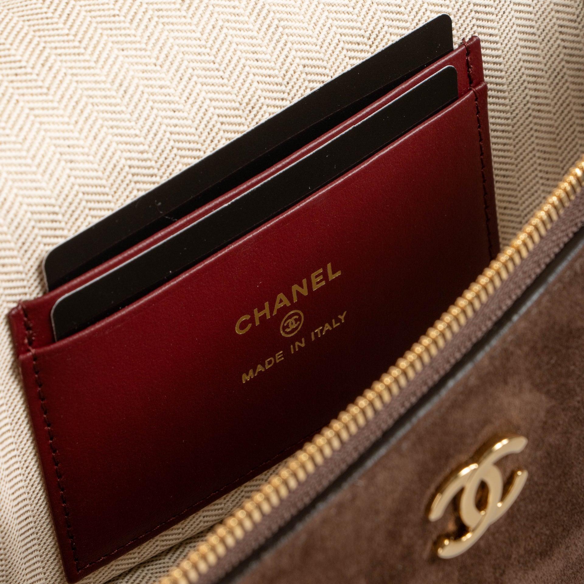 Chanel 26A Dark Brown Suede Large Vanity With Chain