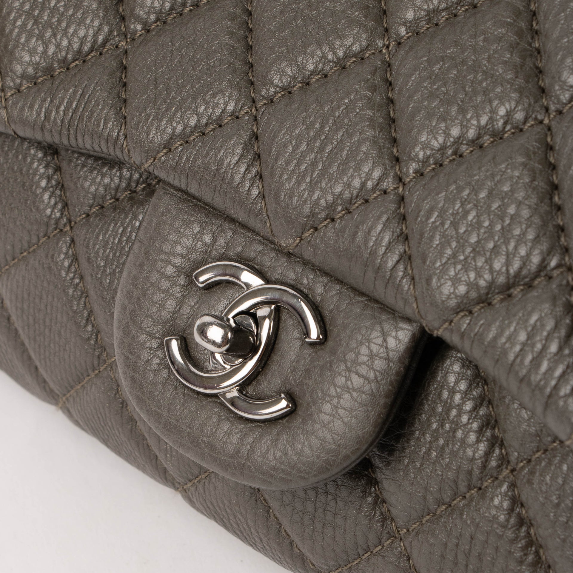 Chanel Khaki Calfskin XXL Flap Bag