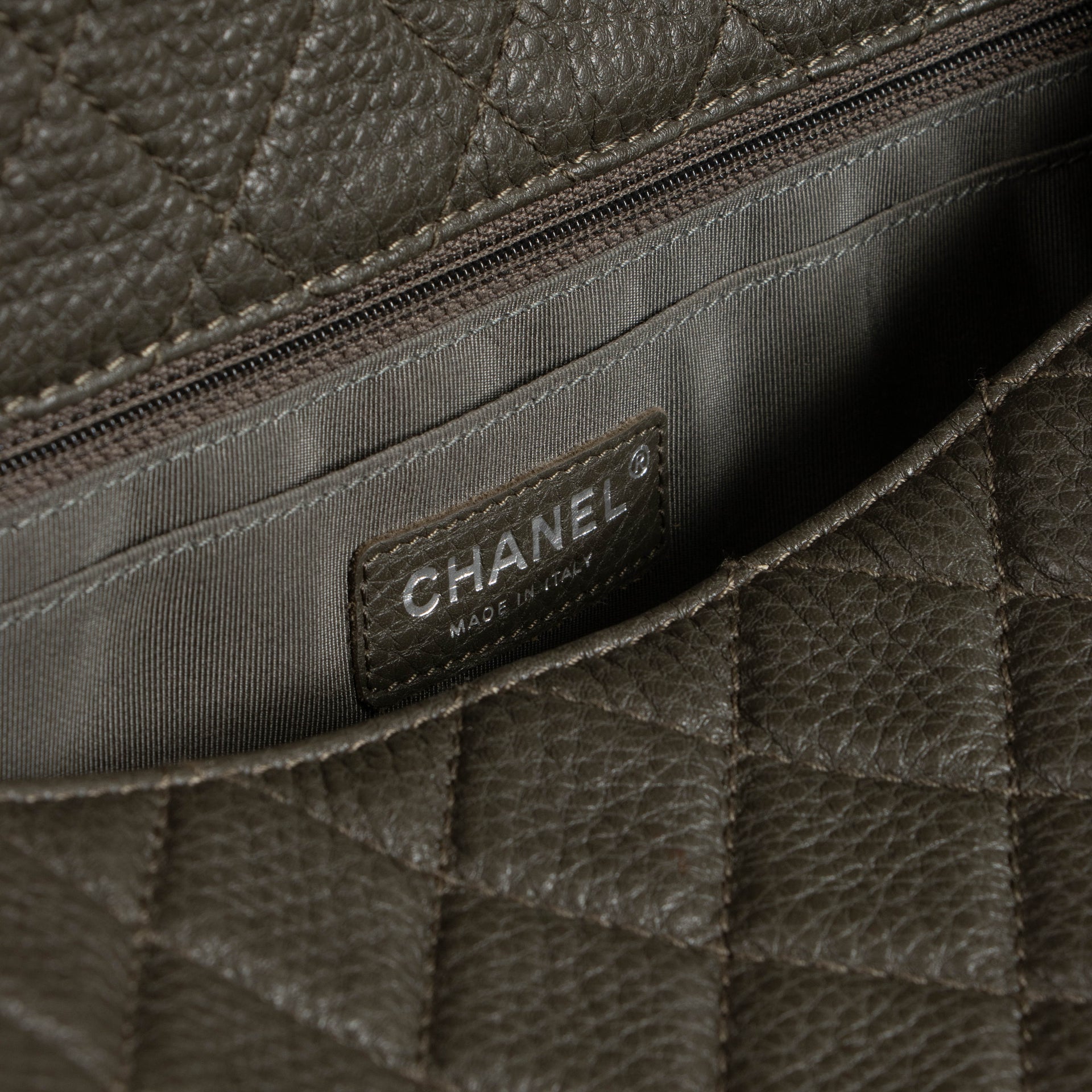 Chanel Khaki Calfskin XXL Flap Bag