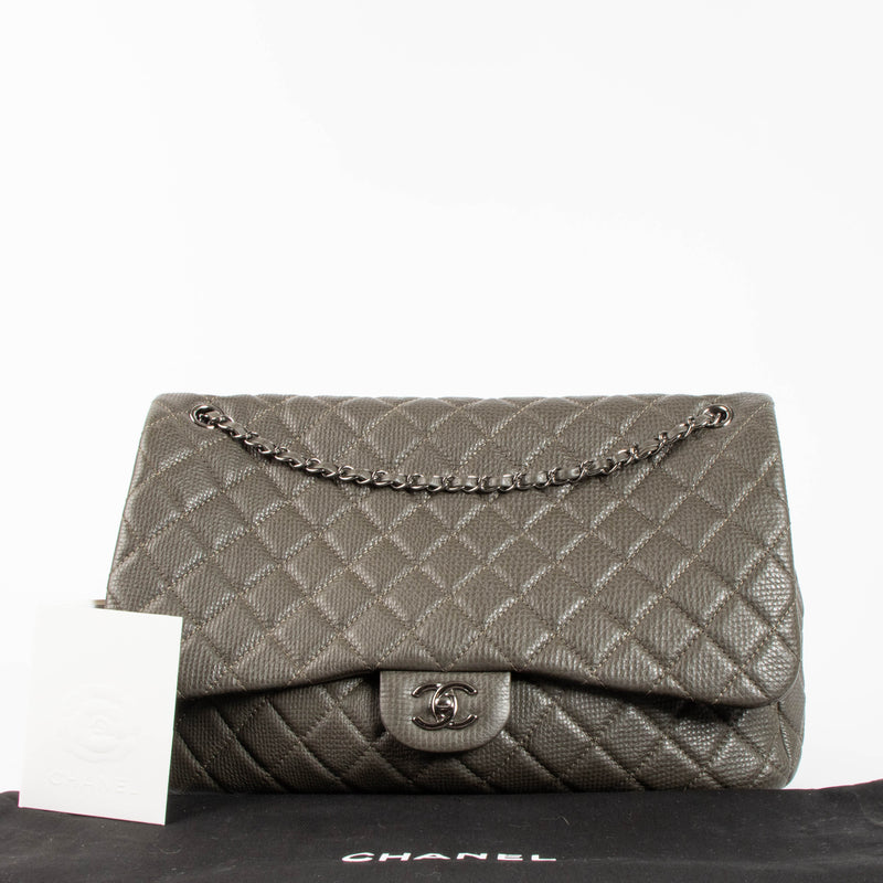Chanel Khaki Calfskin XXL Flap Bag