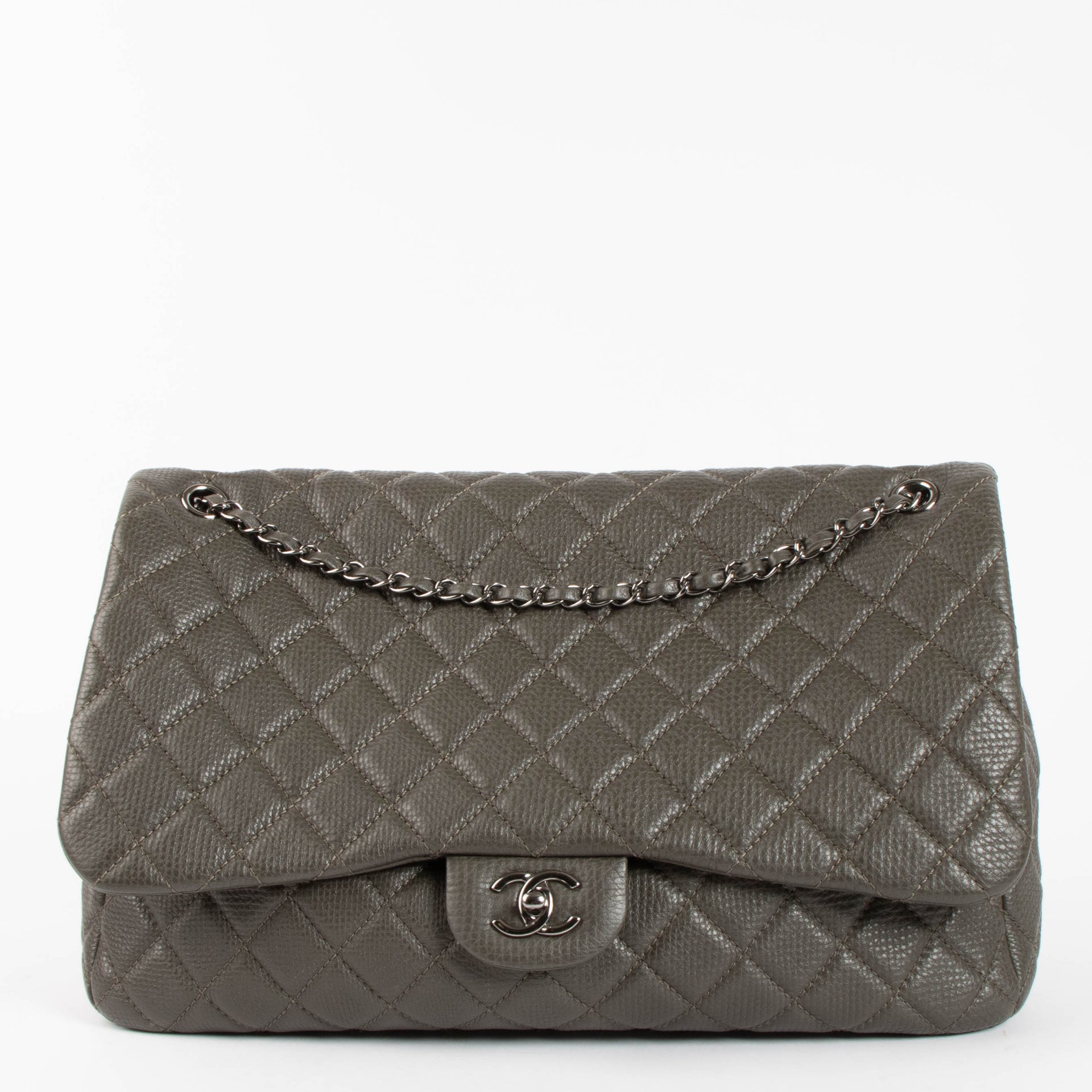Chanel Khaki Calfskin XXL Flap Bag