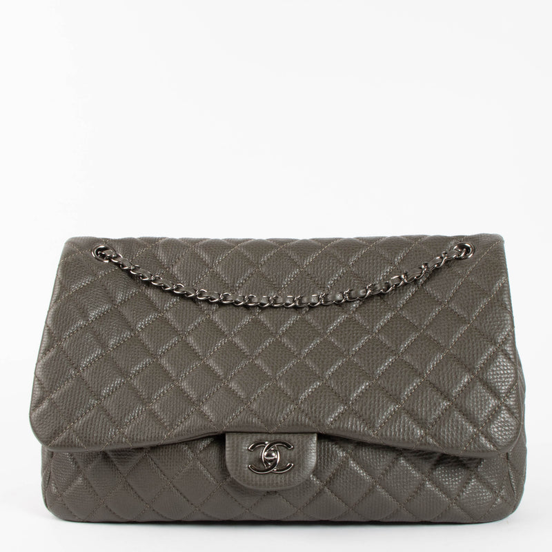 Chanel Khaki Calfskin XXL Flap Bag