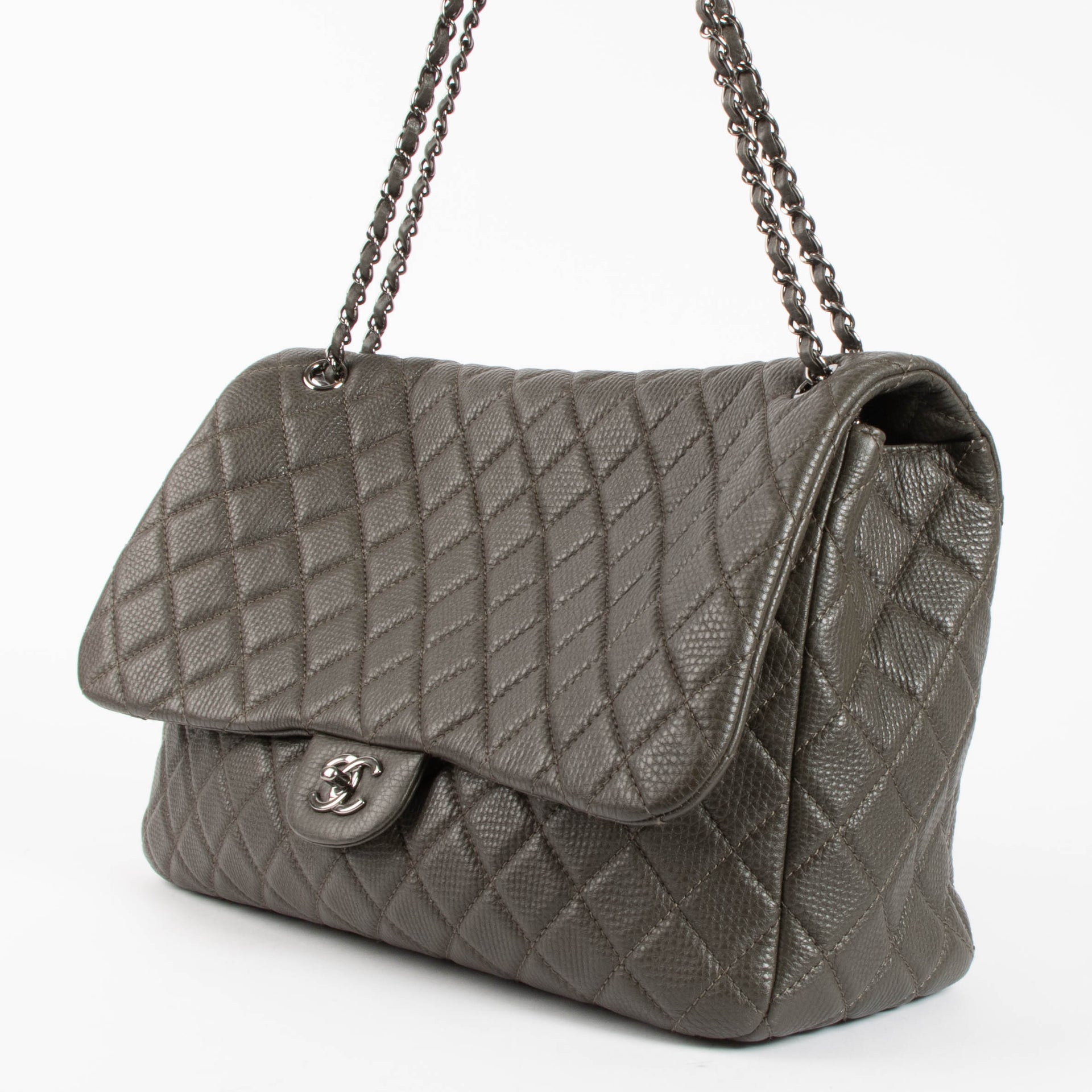 Chanel Khaki Calfskin XXL Flap Bag