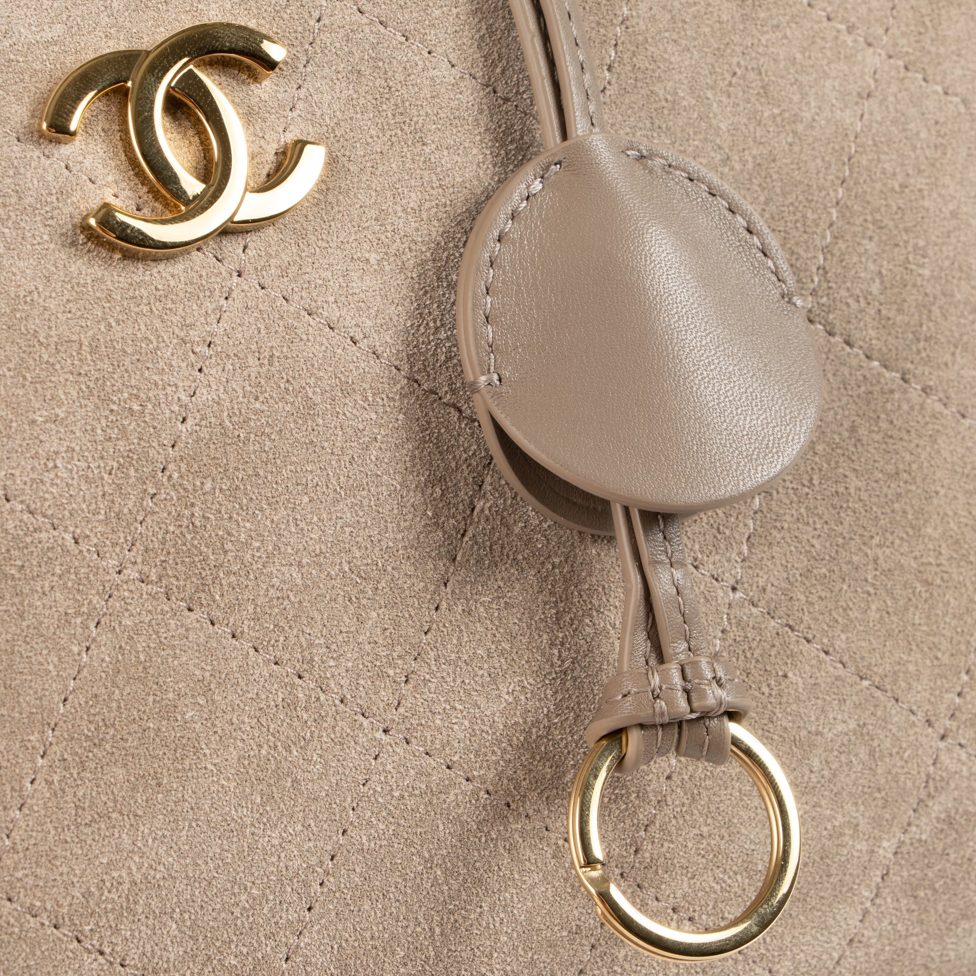 Shop the authentic Chanel 26S Grey Suede Large Perfect Bowling Bag on Labellov.com !