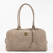 Shop the authentic Chanel 26S Grey Suede Large Perfect Bowling Bag on Labellov.com !