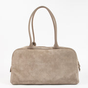 Shop the authentic Chanel 26S Grey Suede Large Perfect Bowling Bag on Labellov.com !