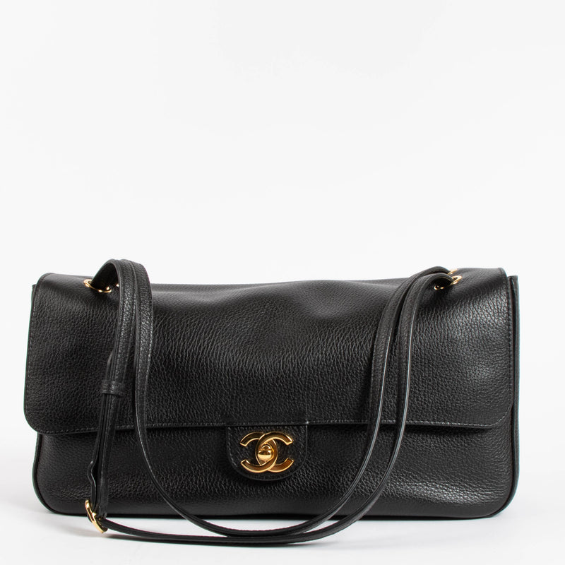 Chanel 26S Black Grained Calfskin Maxi Flap Bag