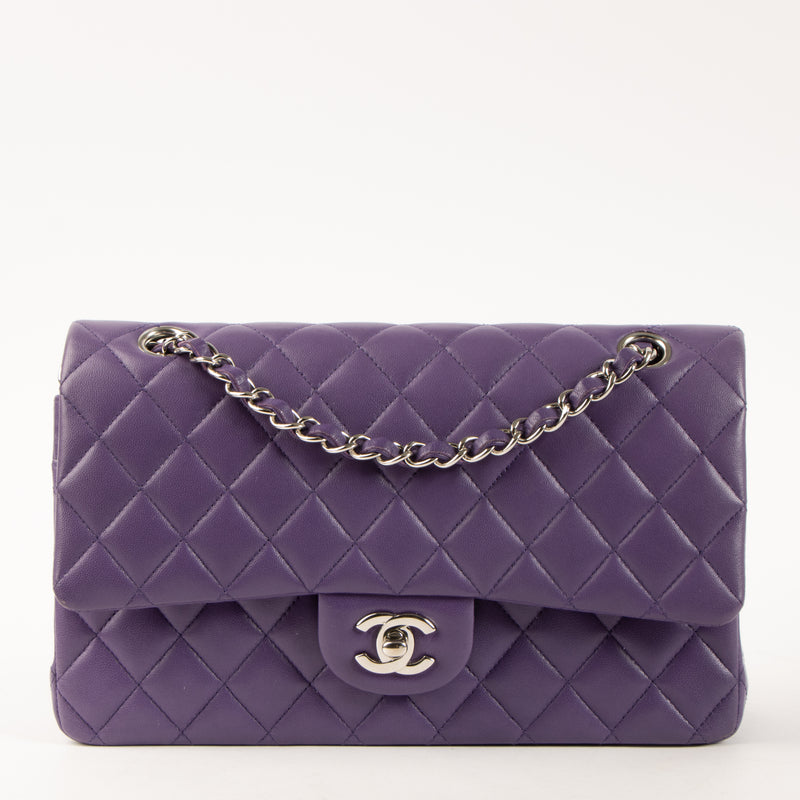Shop this authentic luxury Chanel Purple Lambskin Medium Classic 11.12 Handbag Pre-Loved on Labellov.com