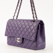 Shop this authentic luxury Chanel Purple Lambskin Medium Classic 11.12 Handbag Pre-Loved on Labellov.com