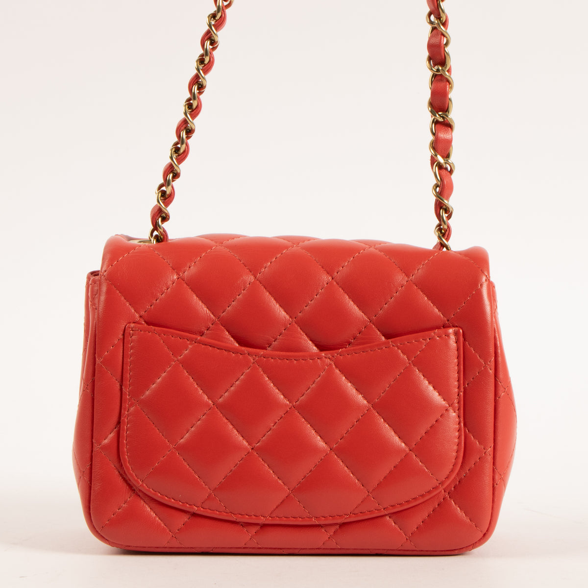 Shop the authentic Chanel Red Lambskin Mini Square Classic Bag on Labellov.com.