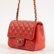 Shop the authentic Chanel Red Lambskin Mini Square Classic Bag on Labellov.com.