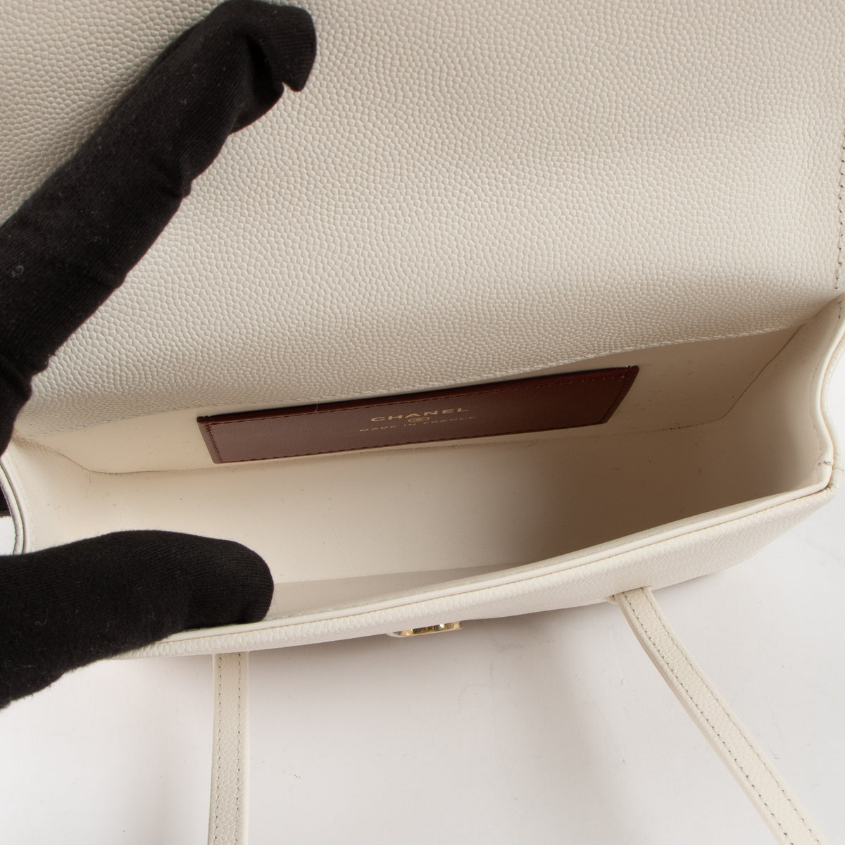 Shop the authentic Chanel 26P White Caviar Mini Preppy Coco bag new on Labellov.com!