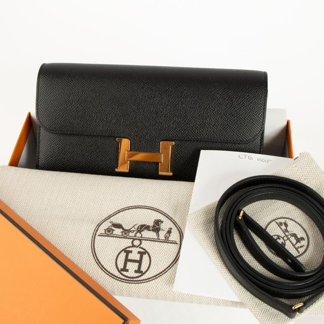 Hermès Constance Black Epsom GHW To Go Wallet