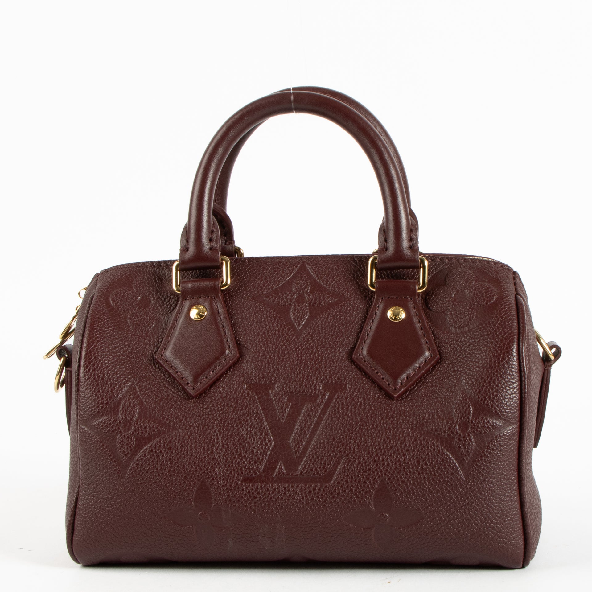 Shop the authentic Louis Vuitton Grenat Monogram Empreinte Speedy Bandoulière 20 Bag on Labellov.com !