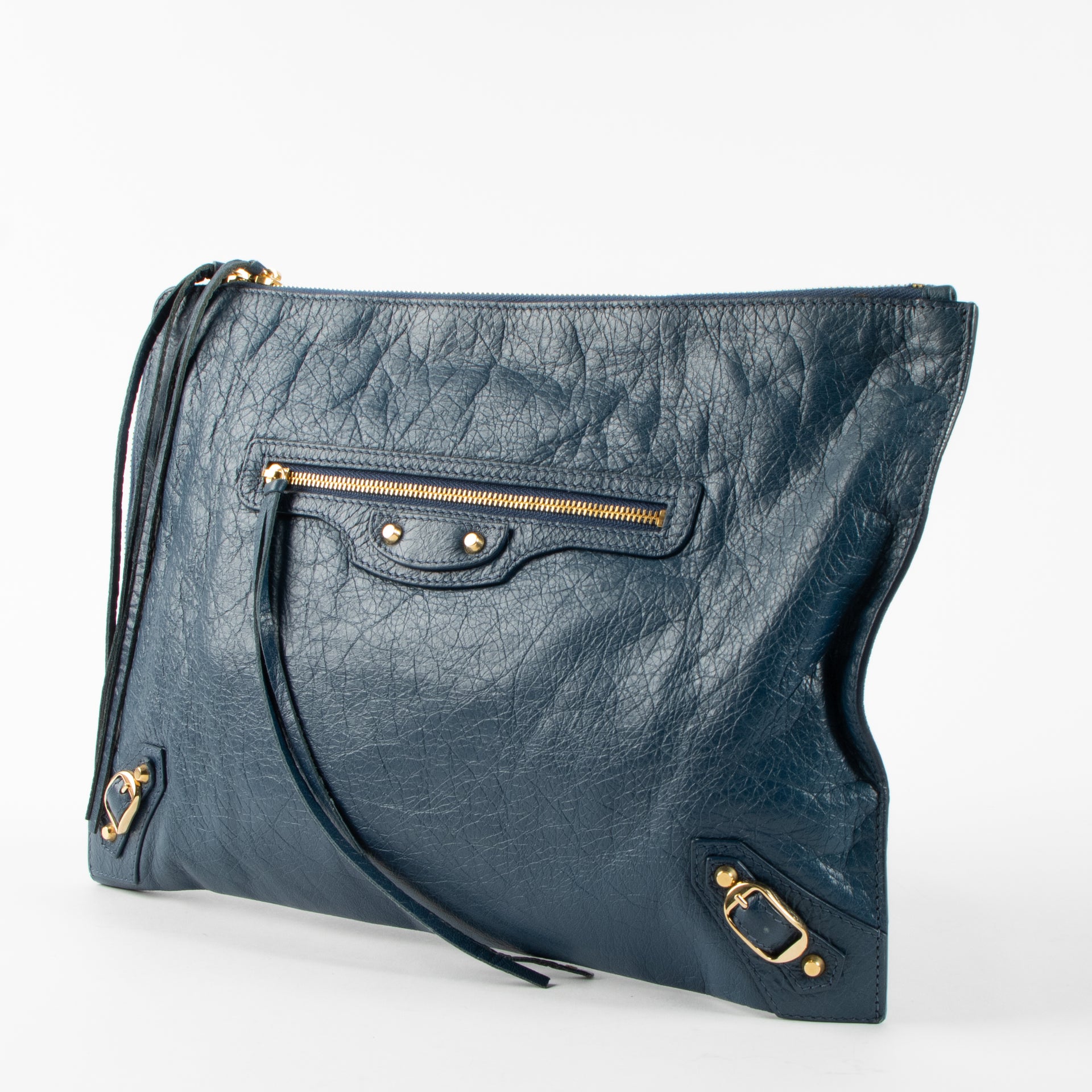 Shop the authentic Balenciaga Blue City Clutch second hand on Labellov.com!