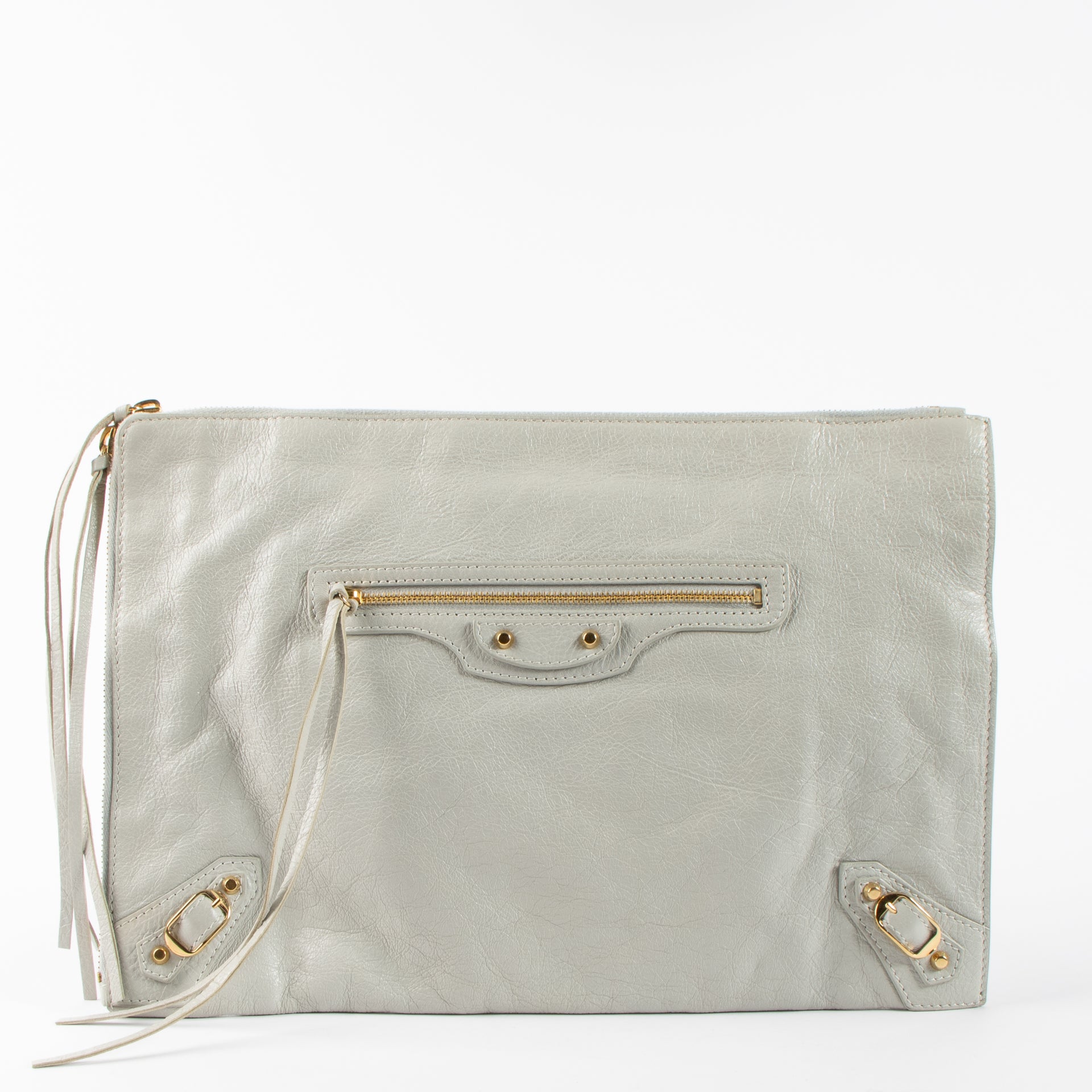 Shop the authentic Balenciaga Grey Clutch second hand on Labellov.com!