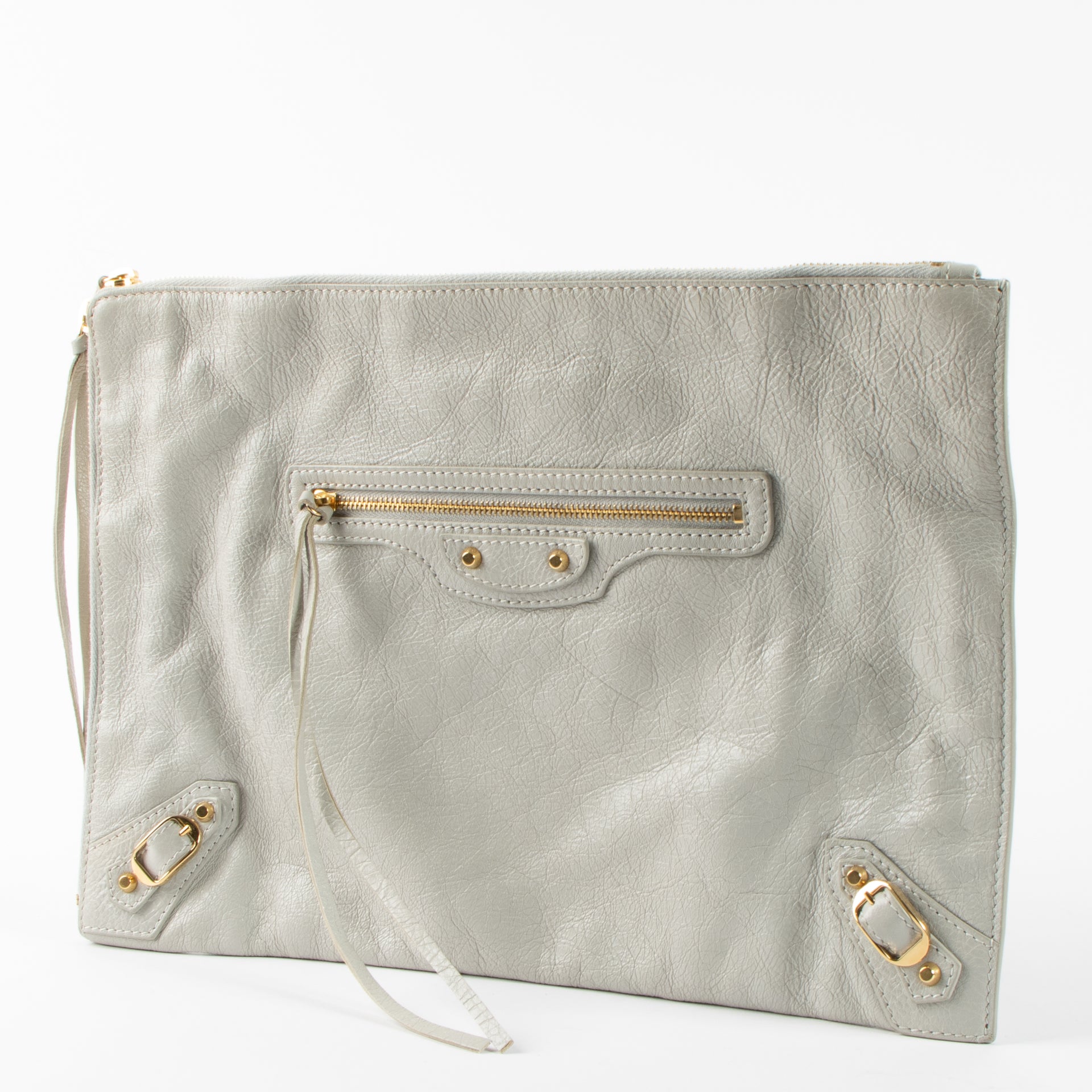 Shop the authentic Balenciaga Grey Clutch second hand on Labellov.com!