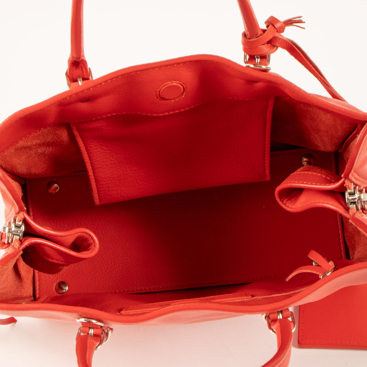 Shop this authentic Balenciaga red Mini Leather Papier A6 Zip Around Satchel pre-loved on Labellov.com