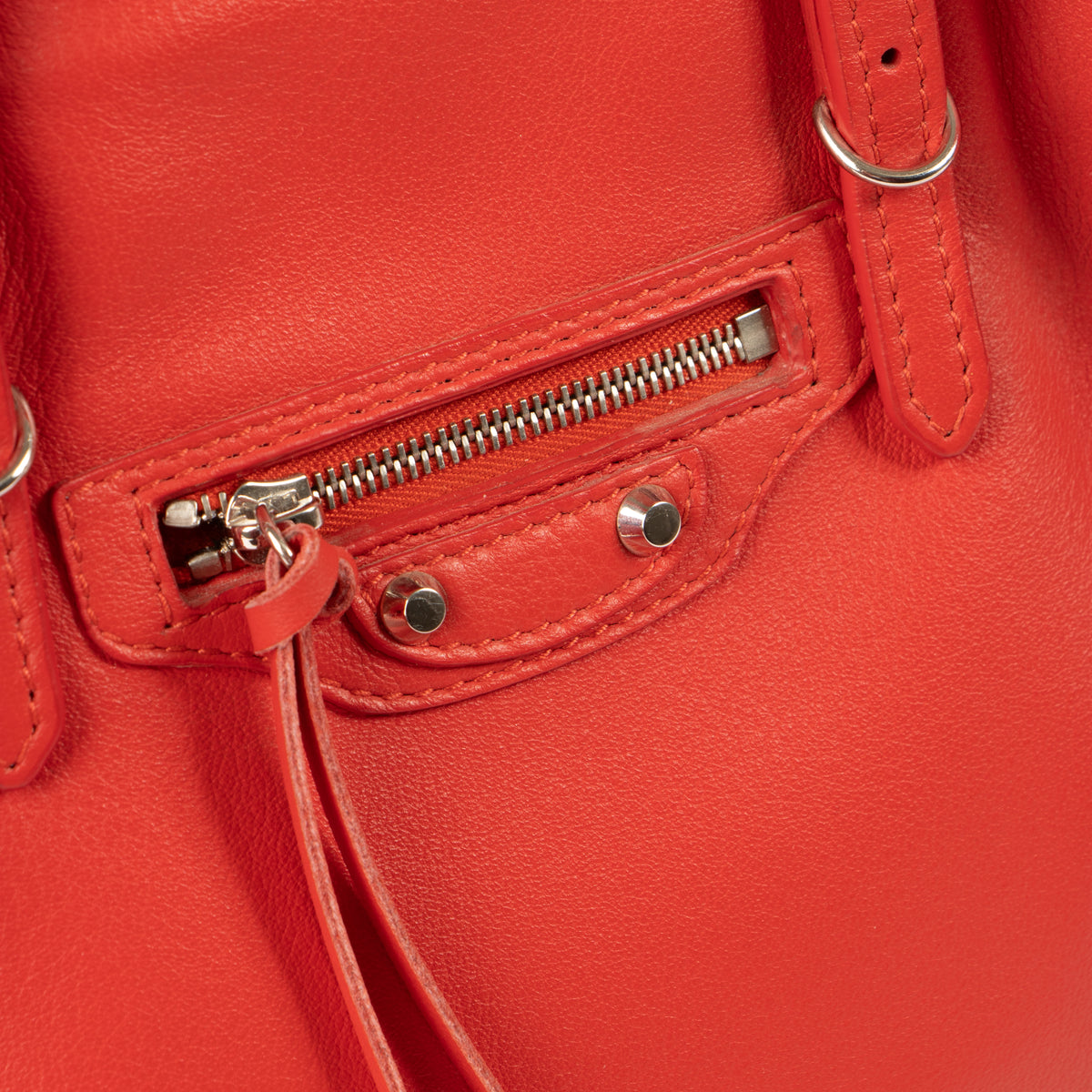 Shop this authentic Balenciaga red Mini Leather Papier A6 Zip Around Satchel pre-loved on Labellov.com