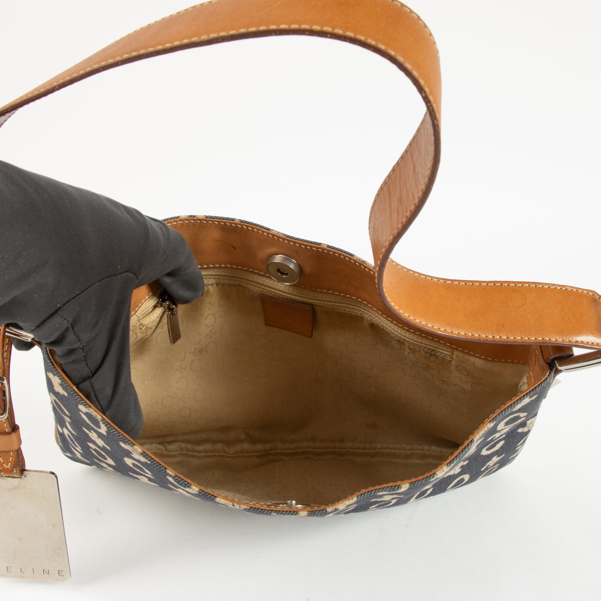 Celine Blue C Macadam Denim Shoulder Bag