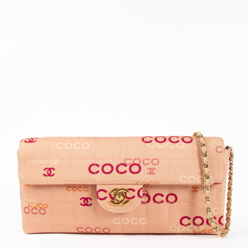 Chanel CC Chocolate Bar Canvas Logo East West Flap