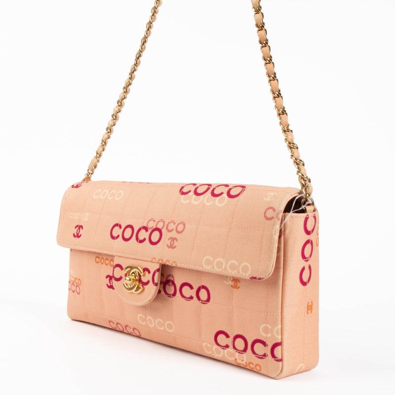 Chanel CC Chocolate Bar Canvas Logo East West Flap