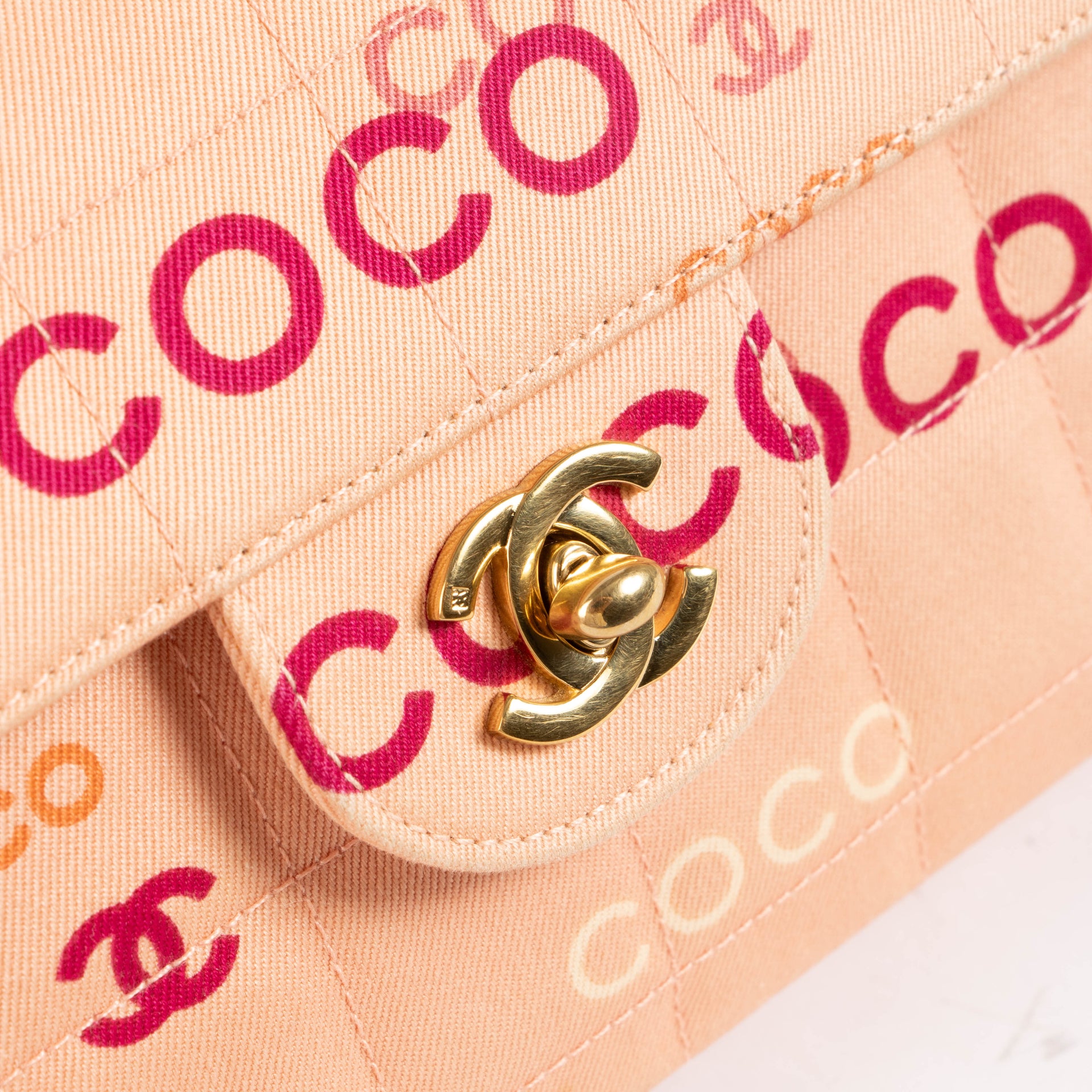 Chanel CC Chocolate Bar Canvas Logo East West Flap