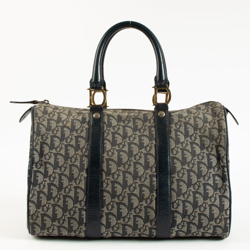 Christian Dior Blue Oblique Canvas Small Boston Bag