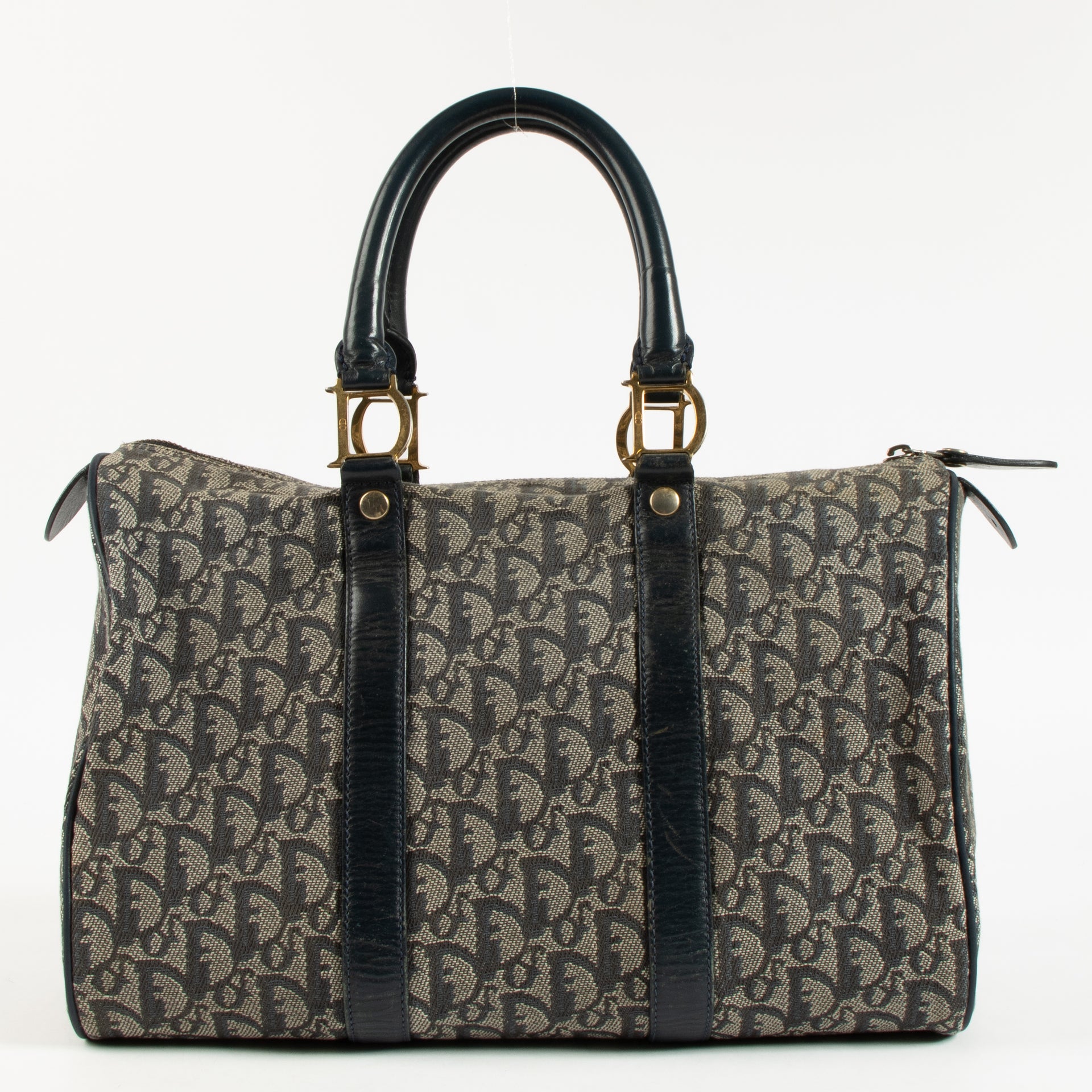 Christian Dior Blue Oblique Canvas Small Boston Bag
