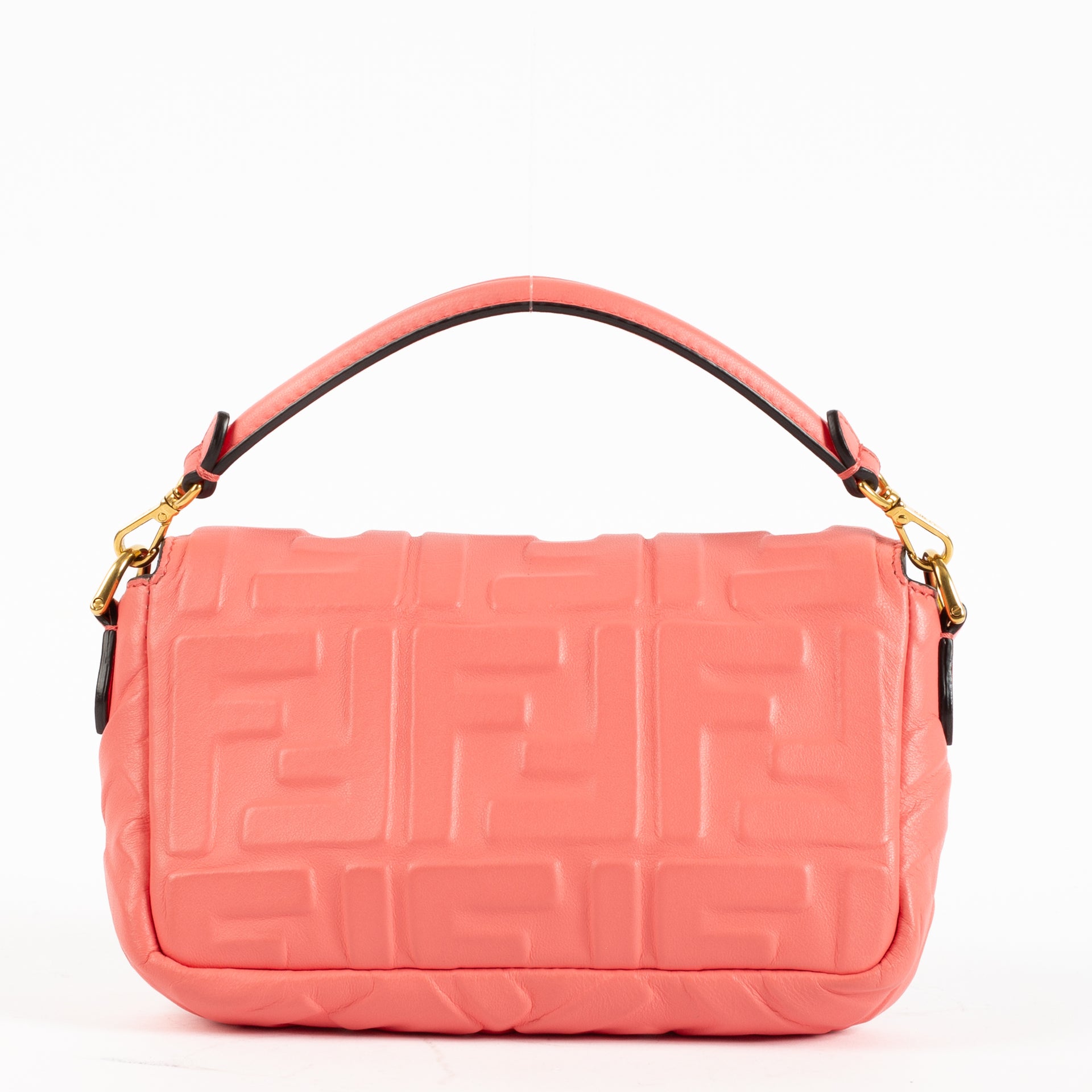 SpicePR Fendi Pink FF Embossed Leather Mini Baguette Bag