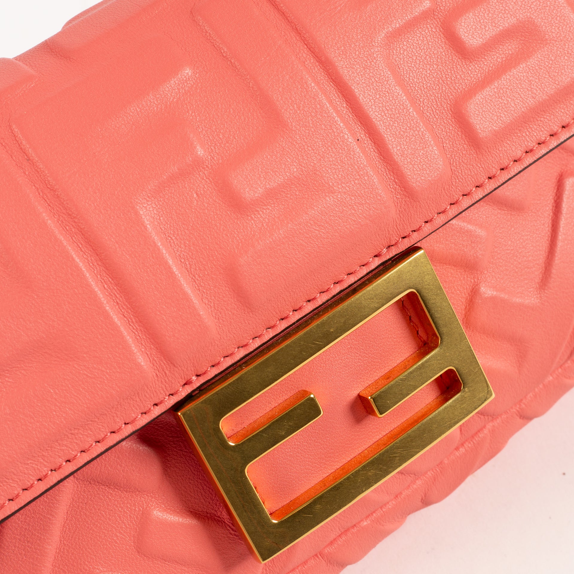 SpicePR Fendi Pink FF Embossed Leather Mini Baguette Bag