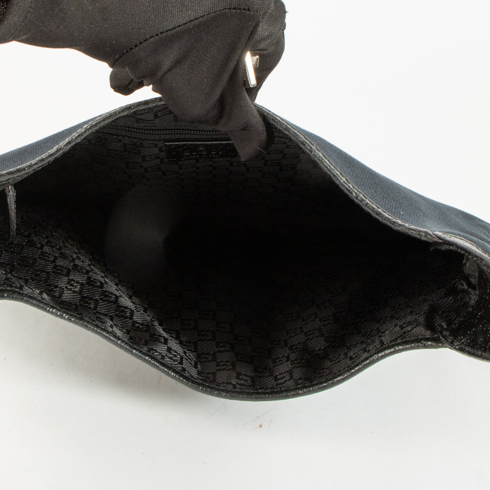 Gucci Black Canvas Bamboo Jackie Hobo Bag