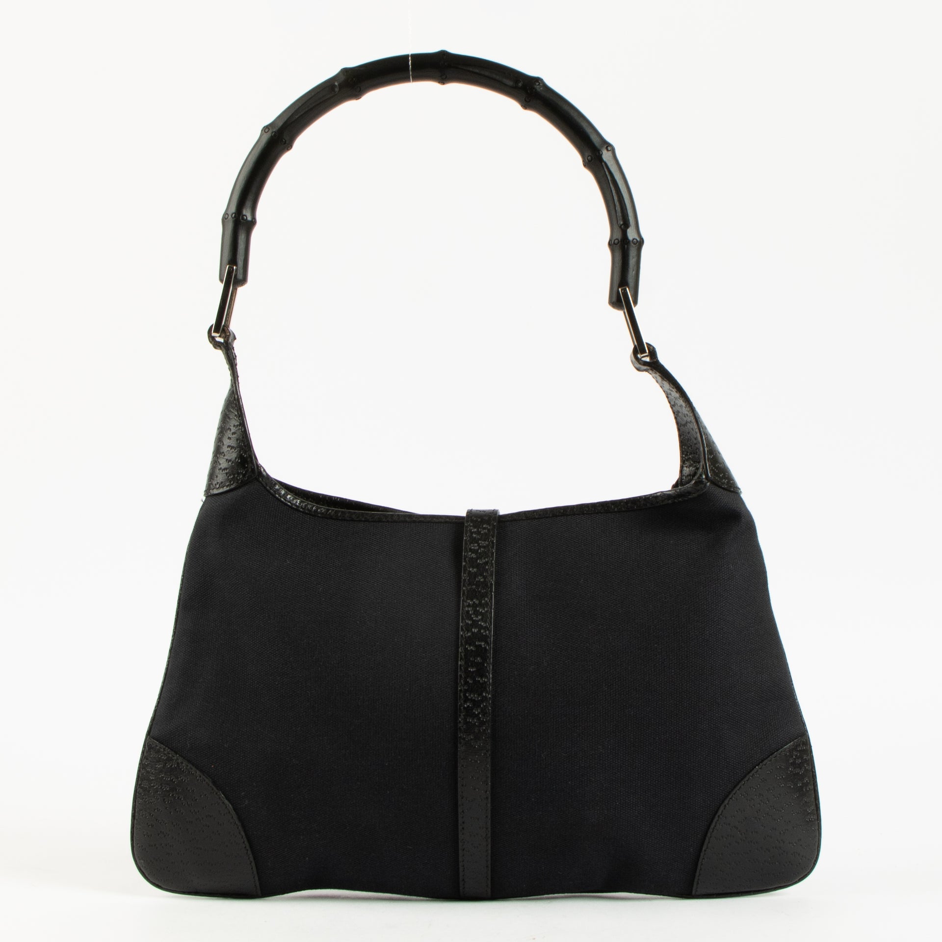Gucci Black Canvas Bamboo Jackie Hobo Bag