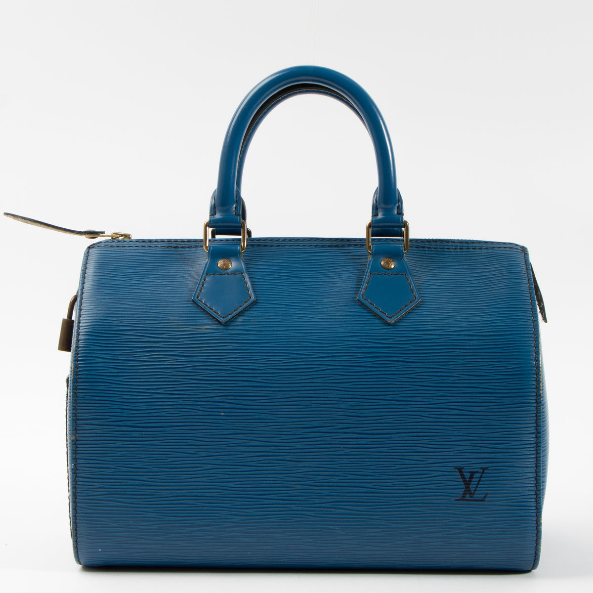 Shop this authentic Louis Vuitton Tolero Blue Epi Speedy 25 pre-loved on Labellov.com