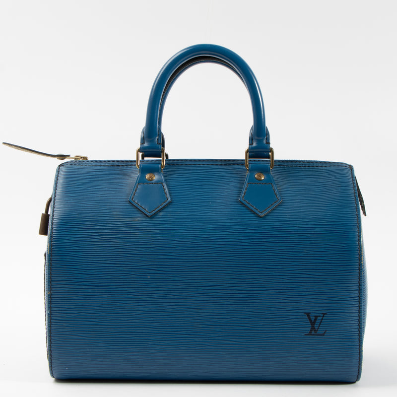 Shop this authentic Louis Vuitton Tolero Blue Epi Speedy 25 pre-loved on Labellov.com