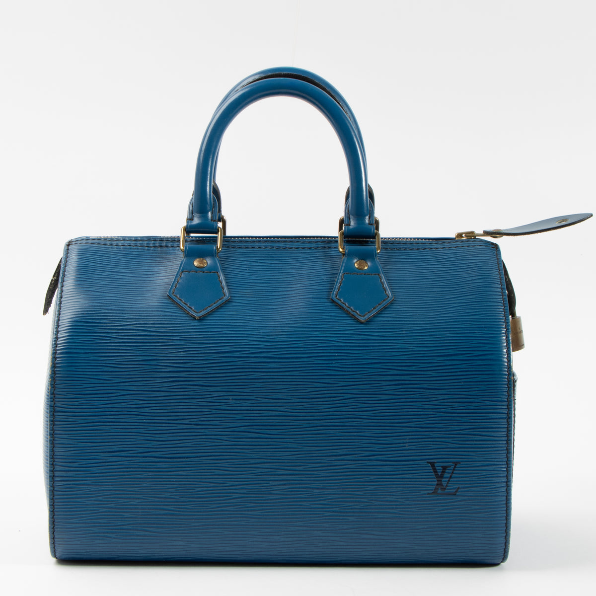 Shop this authentic Louis Vuitton Tolero Blue Epi Speedy 25 pre-loved on Labellov.com
