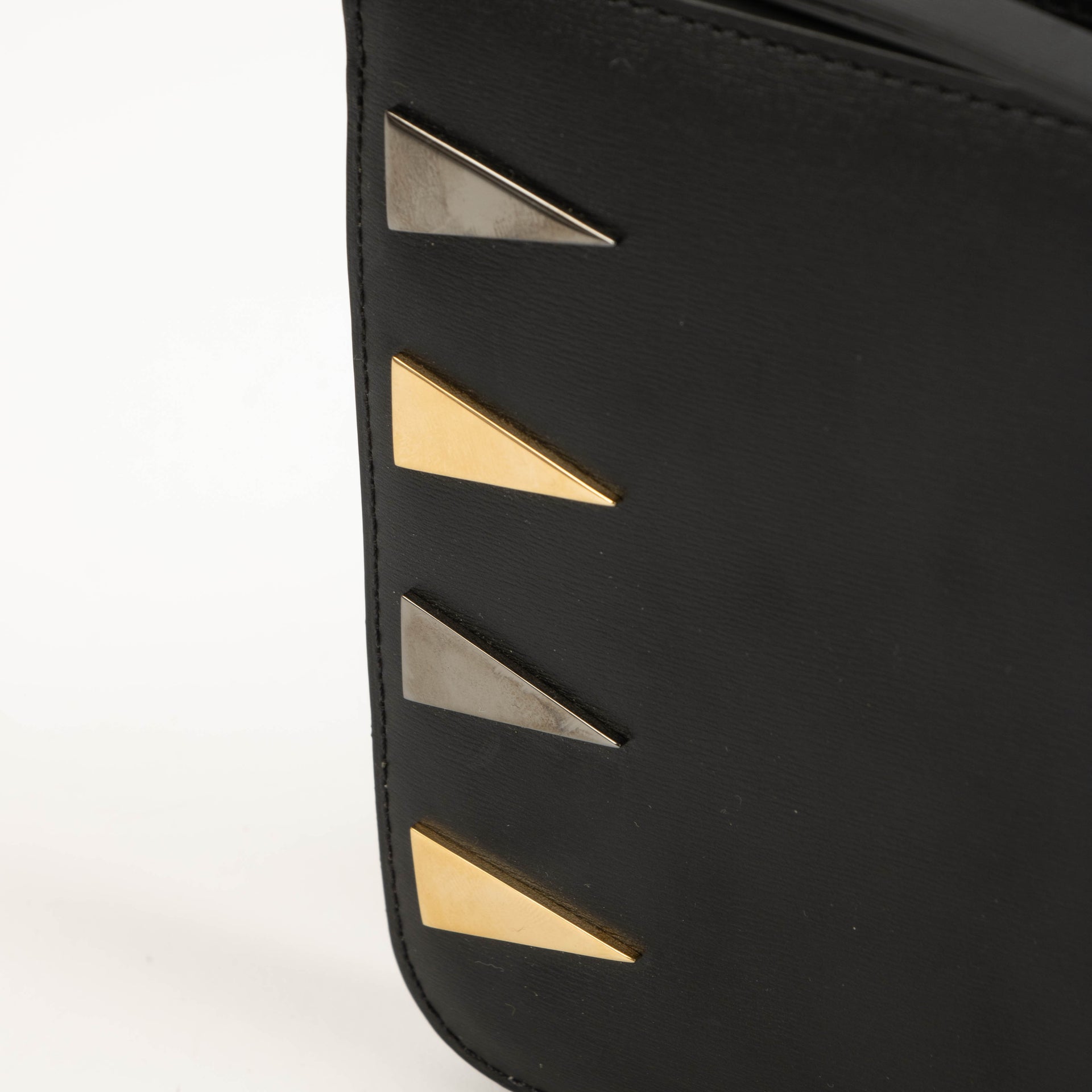 Delvaux Black Box Calf Studded Clutch