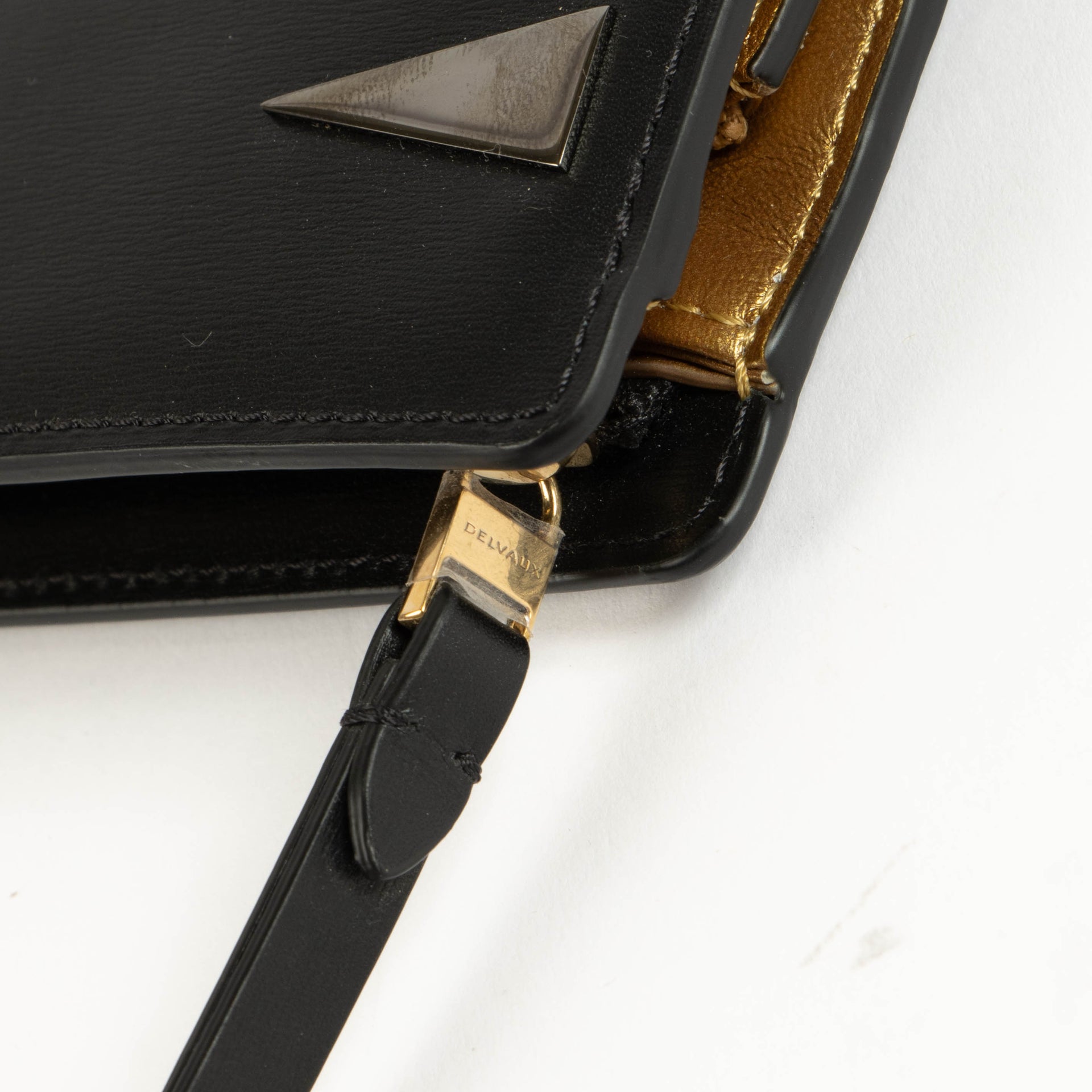 Delvaux Black Box Calf Studded Clutch