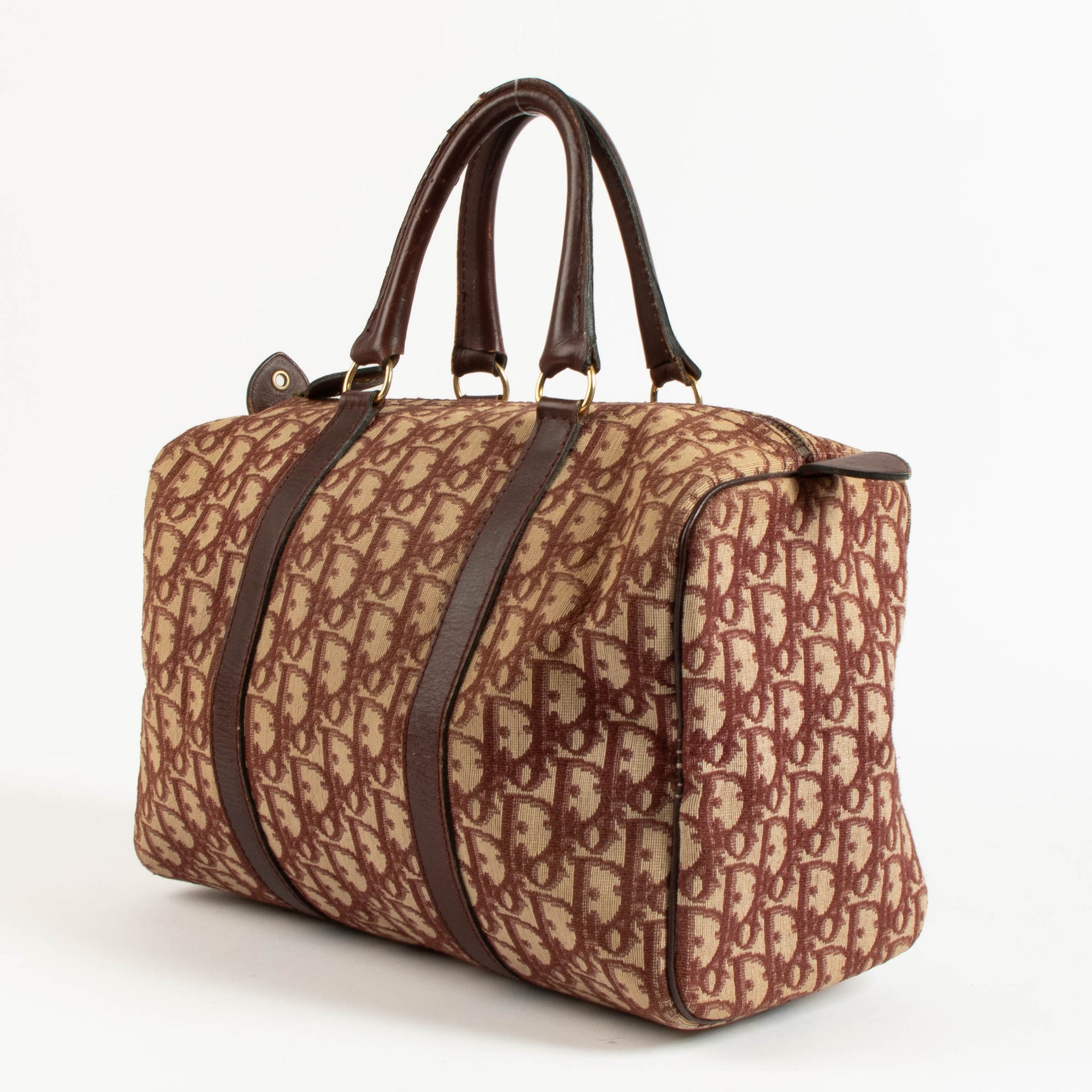 Christian Dior Burgundy Oblique Boston Bag