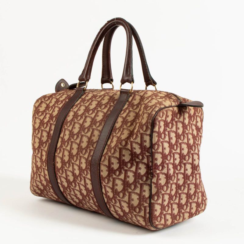 Christian Dior Burgundy Oblique Boston Bag